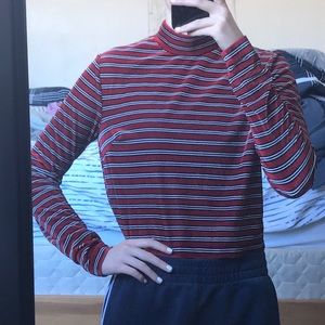 Red black and white stripe mock neck!!!